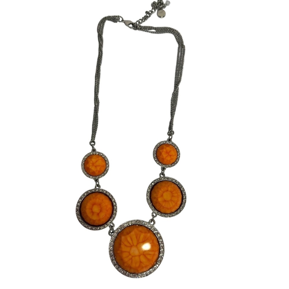 Simply Vera Vera Wang Orange Statement Necklace Rhinestone Glam